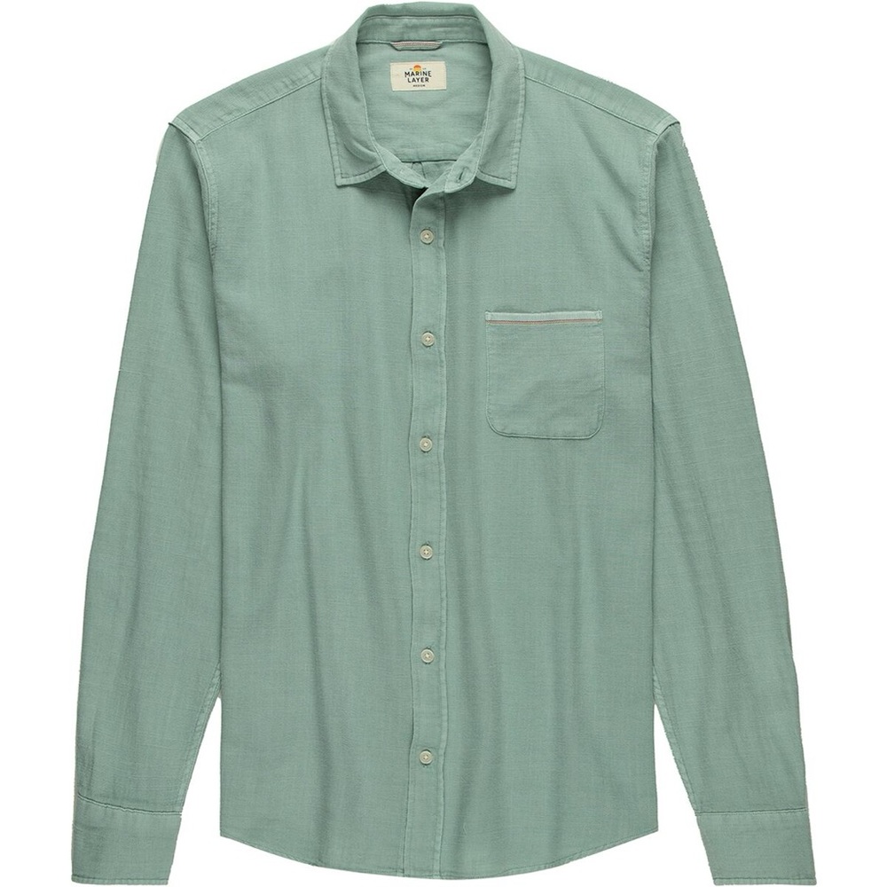 Marine Layer Men's Seafoam Green Linen Button Down Shirt